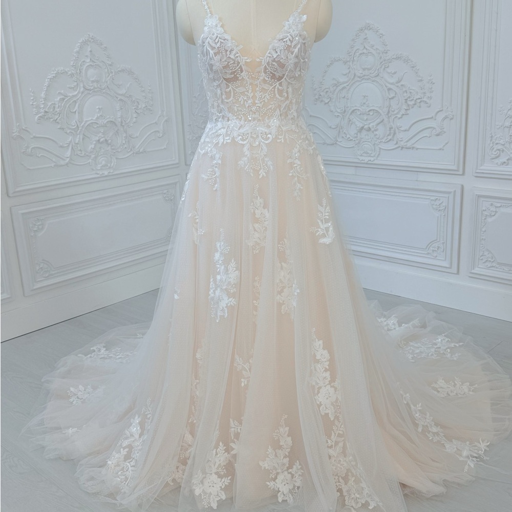 Blush Lace beading Wedding Gown.